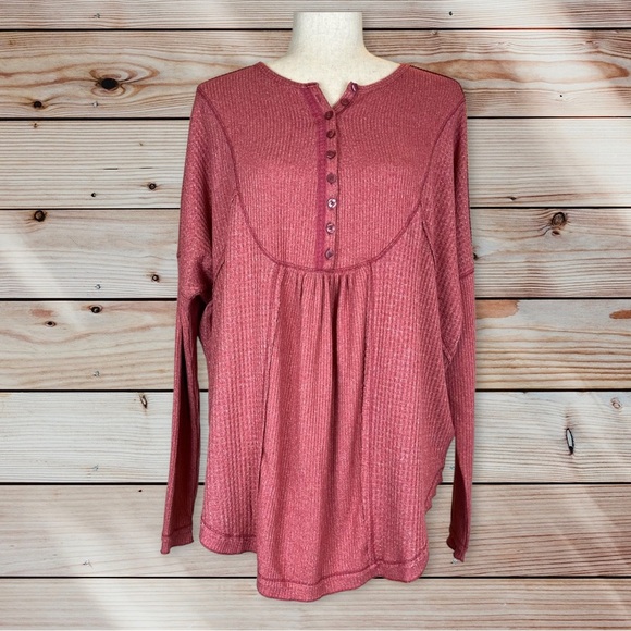Free‎ People Henley wild rose top pink core size S - Picture 2 of 8